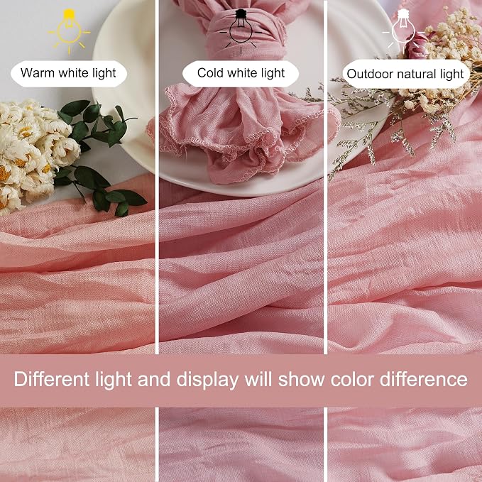LZY 60 Pack Gauze Cheesecloth Napkins 20x20 Inch Dinner Cloth Napkins, Soft Boho Table Napkins Rustic Wrinkled Cheese Cloth Napkins Bulk for Wedding Party Baby Shower Event Decor (Dusty Pink) - Image 3