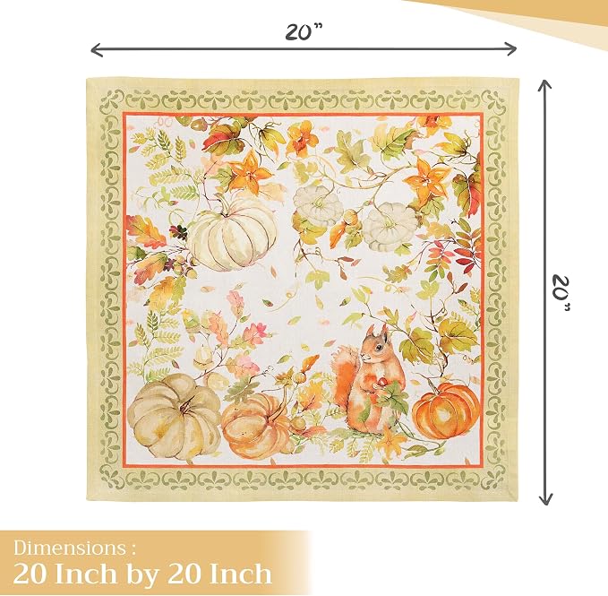 Maison d' Hermine Cloth Napkins Set of 4 Reusable 100% Cotton (20" x 20") | Everyday Square Napkins Cloth Washable Dinner Wedding Restaurant Hotel Kitchen Thanksgiving Christmas - Pumpkin Passion - Image 4