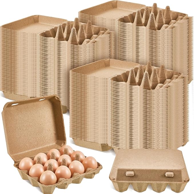 Rtteri 200 Pcs Egg Cartons Bulk 3x4 Style Egg Storage Containers Holder for Fresh Duck Quail Storage Kitchen Family Farmhouse (Natural Color) by Rtteri