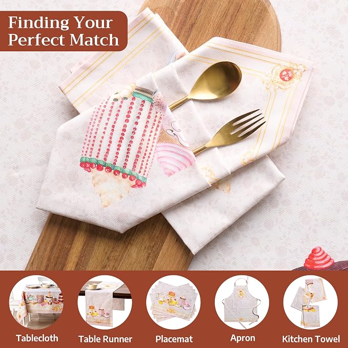 Maison d' Hermine Cloth Napkins Set of 4 100% Combed Cotton (20" x 20") | Everyday Square Napkins Cloth Washable Dinner Party Wedding Restaurant Hotel Kitchen Spring Summer - Pastries - Image 7