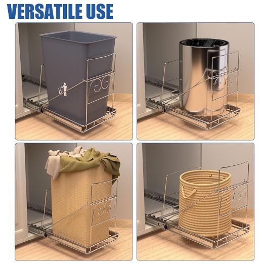 JOWBOOW Pull Out Trash Can Under Cabinet, Adjustable Cabinet Trash Can Pull Out Kit Under Sink Slide Out Shelf(Bin Not Included), Fits Min. 12" Opening Cabinet - Image 6