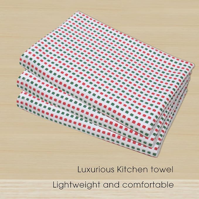Urban Villa Kitchen Towels Cotton Dish Towels 20”x30” (Set of 6)Red/Grn/Wht - Image 2