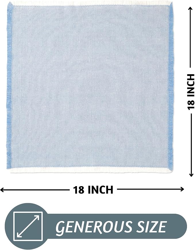 Folkulture Cloth Napkins, Set of 12, Fringe Blue (18x18 Inch) | 100% Cotton, Decorative, Machine Washable, Soft, Premium, Family Dinner Napkins for Parties,Wedding, Kitchen Decorations - Image 3