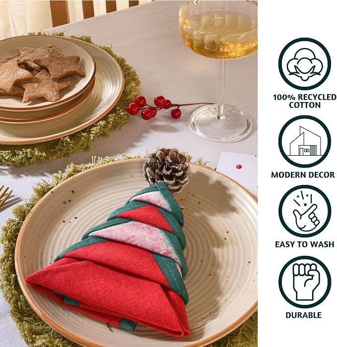 Folkulture Christmas Cloth Napkins, Cotton, Nutcracker Magic, Set of 6 | 18" X 18" Premium Decorative Napkins for Dinner, Farmhouse , Table Décor, Christmas Table & Kitchen Decorations, - Image 3