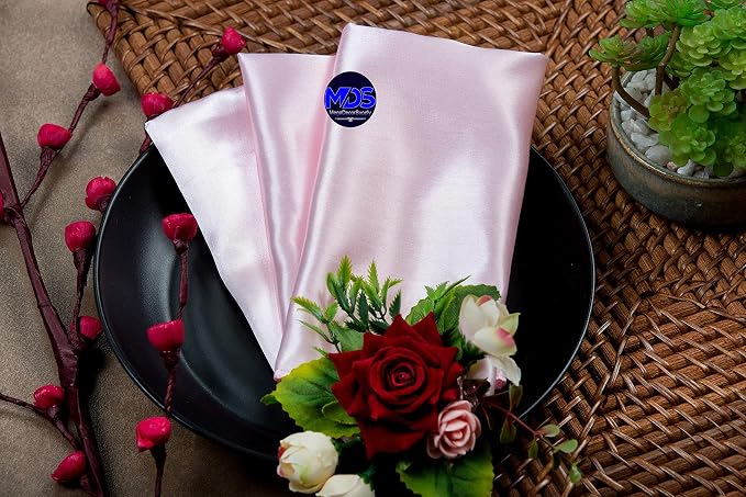Set of 100 PCS Satin Napkin 12x12 Inch Square, Dinner Table Napkins for Wedding, Bulk Silky Sateen Cloth Napkins for Restaurant Banquet Graduation Birthday Party Decoration - Blush Pink - Image 6