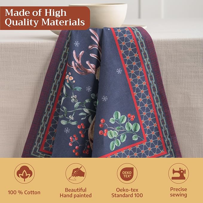 Maison d' Hermine Cloth Napkins Set of 4 Reusable 100% Cotton (20" x 20") | Everyday Square Napkins Cloth Washable Dinner Wedding Restaurant Hotel Kitchen Thanksgiving Christmas - Christmas Joy - Image 3