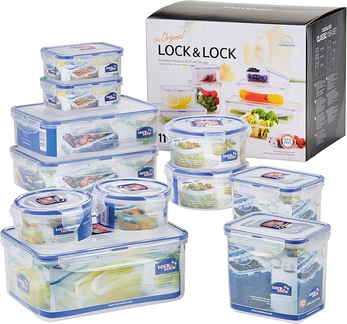 LocknLock Easy Essentials Food Storage lids/Airtight containers, BPA Free, 22 Piece, Clear - Image 10