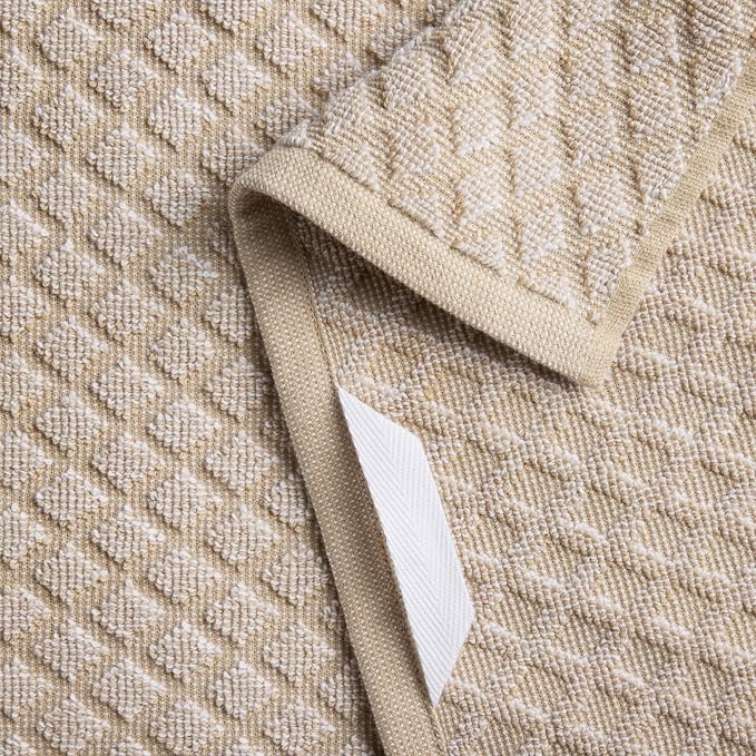 Martha Stewart Honeycomb Chambray Textured Kitchen Towel 4-Pack Set, 100% Cotton with Absorbent Terrycloth, Decorative Kitchen Towels, Natural, 16"x28" - Image 3