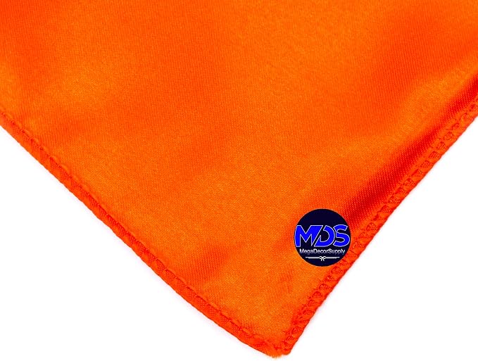 Set of 100 PCS Satin Napkin 12x12 Inch Square, Dinner Table Napkins for Wedding, Bulk Silky Sateen Cloth Napkins for Restaurant Banquet Graduation Birthday Party Decoration - Orange - Image 3