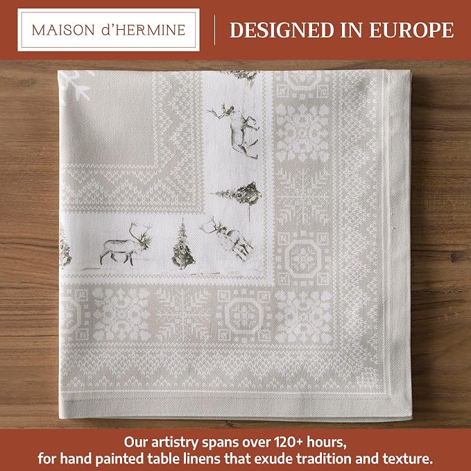 Maison d' Hermine Cloth Napkins Set of 4 Reusable 100% Cotton (20" x 20") | Everyday Square Napkins Cloth Washable Dinner Wedding Restaurant Hotel Kitchen Thanksgiving Christmas - Cozy Christmas - Image 2