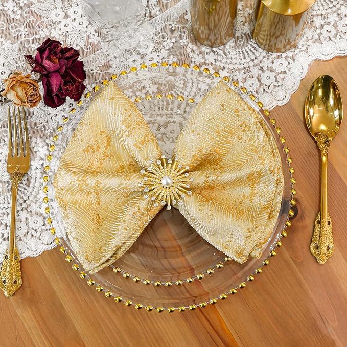 Dinner Cloth Napkins Set of 12, Cotton Polyester Blend Premium Quality, Washable, Soft, Reusable Gold Napkins for Wedding, Parties, Thanksgiving, Everyday Use - Gold - Image 2