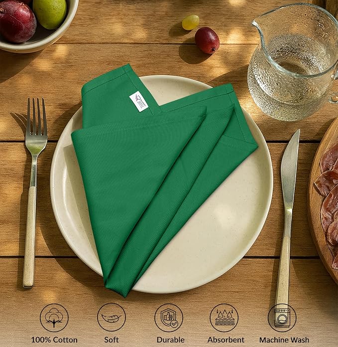 Ruvanti Cloth Napkins Set of 6, 100% Cotton High GSM 18x18 Inches Soft, Washable, Highly Durable & Absorbent, Perfect for Parties, Christmas, Thanksgiving Dinners – Amazon - Image 2
