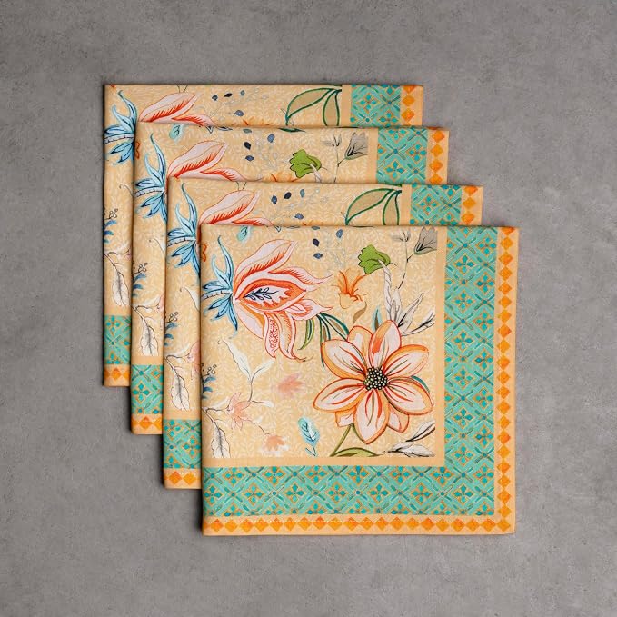Maison d' Hermine Cloth Napkins Set of 4 Reusable 100% Cotton (20" x 20") | Everyday Square Napkins Cloth Washable Dinner Party Wedding Restaurant Hotel Kitchen Spring Summer - Luxury Loft - Peach - Image 9
