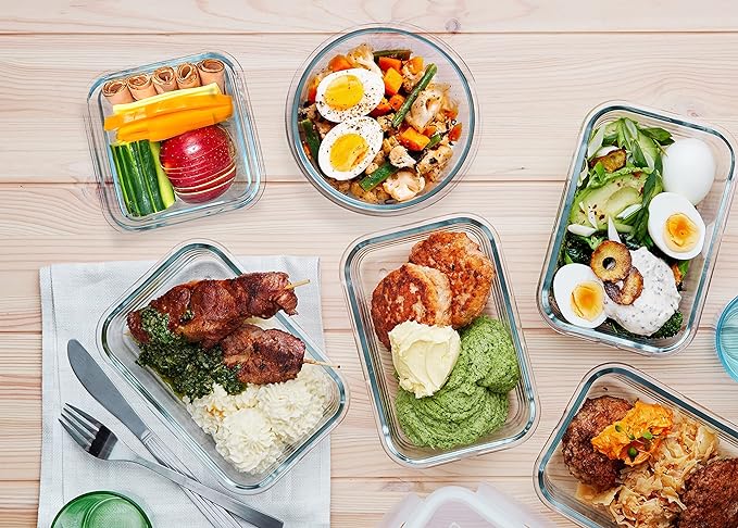 M MCIRCO 30 Pieces Glass Food Storage Containers with Upgraded Snap Locking Lids,Glass Meal Prep Containers Set - Airtight Lunch Containers, Microwave, Oven, Freezer and Dishwasher Friendly, Blue - Image 6