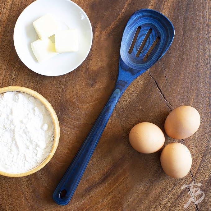 Totally Bamboo Baltique Malta Collection 12-1/2" Wooden Cooking Spoon, Safe for Nonstick, Slotted Spoon - Image 2