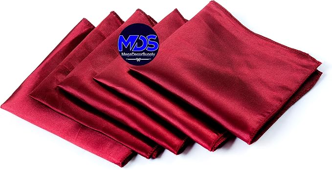 Set of 100 PCS Satin Napkin 12x12 Inch Square, Dinner Table Napkins for Wedding, Bulk Silky Sateen Cloth Napkins for Restaurant Banquet Graduation Birthday Party Decoration - Apple Red - Image 2