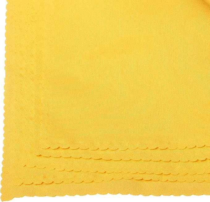 Pack of 12 Polyester Napkins 17 x 17 Inch Square with Scalloped Edge, Plain Washable Reusable Dining Table Cloth Napkin for Wedding Party Banquet Home Restaurant Bistro Decoration - Yellow Gold - Image 5
