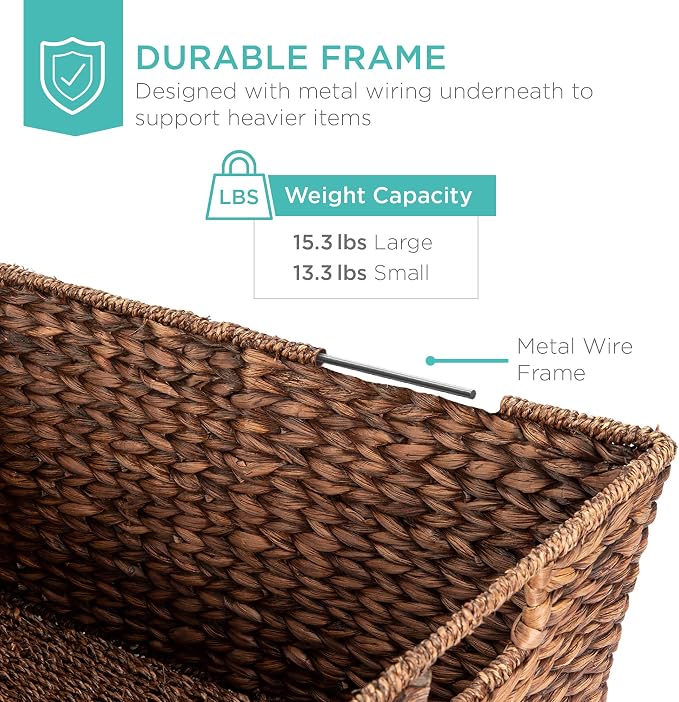 Best Choice Products Set of 2 XL Multipurpose Classic Water Hyacinth Chests Oversized Woven Tapered Storage Basket for Organization, Laundry, Decoration w/Attached Lid, Handle Holes - Image 5