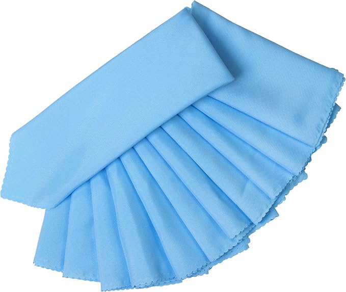 Pack of 100 Polyester Napkins 17 x 17 Inch Square with Scalloped Edge, Plain Washable Reusable Dining Table Cloth Napkin for Wedding Party Banquet Home Restaurant Bistro Decoration - Turquoise - Image 3