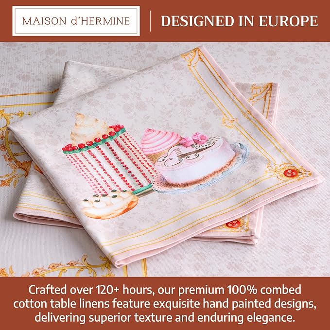 Maison d' Hermine Cloth Napkins Set of 4 100% Combed Cotton (20" x 20") | Everyday Square Napkins Cloth Washable Dinner Party Wedding Restaurant Hotel Kitchen Spring Summer - Pastries - Image 3