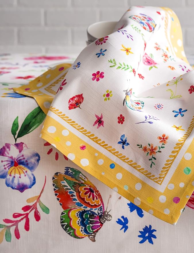 Maison d' Hermine Cloth Napkins Set of 4 Reusable 100% Cotton (20" x 20") | Everyday Square Napkins Cloth Washable Dinner Party Wedding Restaurant Hotel Kitchen Spring Summer - Happy Florals - Sweety - Image 8