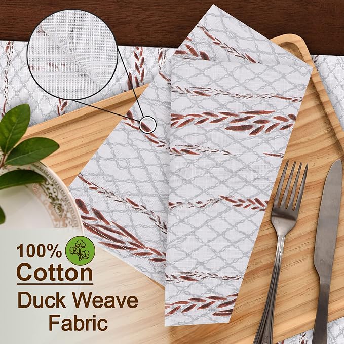 RUVANTI Cloth Napkins Set of 6 Cotton 100%, 18x18 Inches Napkins Cloth Washable, Soft, Absorbent. Cotton Napkins for Parties, Christmas, Thanksgiving, Weddings, Dinner Napkins Cloth - Wheatable - Image 3