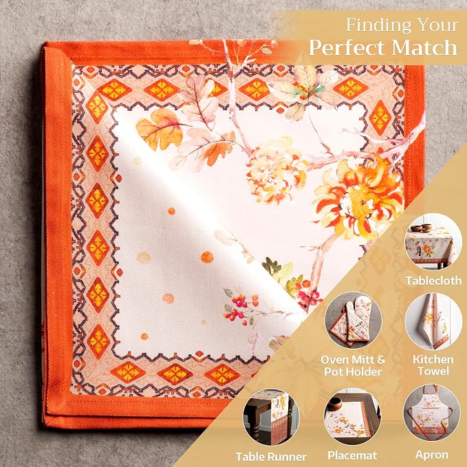Maison d' Hermine Cloth Napkins Set of 4 Reusable 100% Cotton (20" x 20") | Everyday Square Napkins Cloth Washable Dinner Wedding Restaurant Hotel Kitchen Thanksgiving Christmas - Kelim - Prairie - Image 5