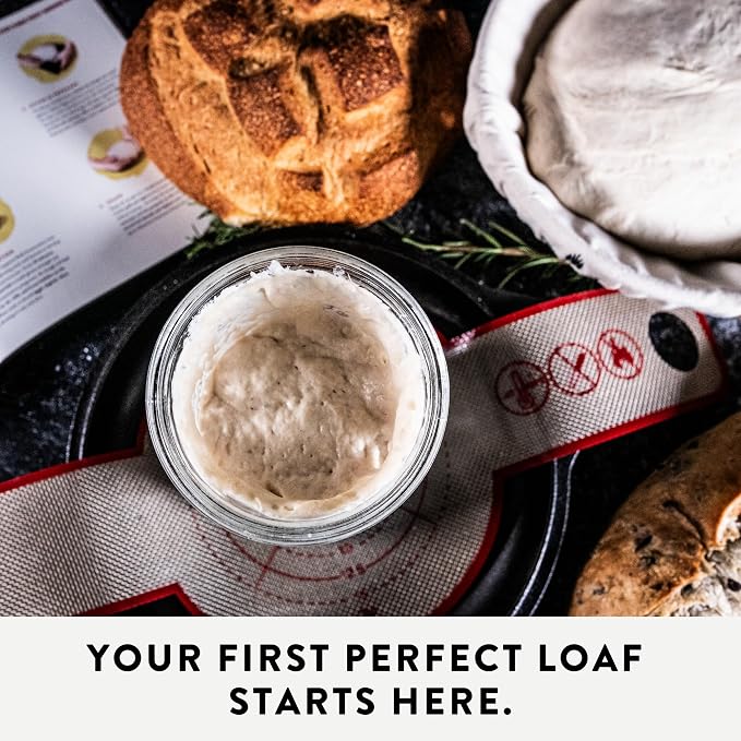 Complete Sourdough Starter Kit 39oz Borosilicate Jar & 10" Rattan Banneton | Silicone Mat, Sapele Mahogany Tools Won't Warp, Troubleshooting Book, Beginner-Friendly Baking Supplies, Gift for Bakers - Image 2