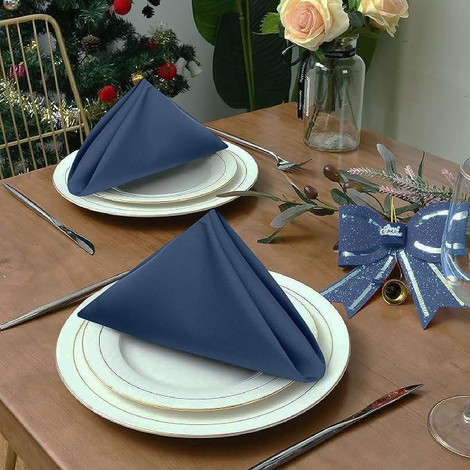 Ruvanti Cloth Napkins Set of 6, 18x18 Inches Napkins Cloth Washable, Soft, Durable, Absorbent, Cotton Blend. Table Dinner Napkins Cloth for Hotel, Lunch, Restaurant, Wedding Parties - Ocean Blue - Image 6