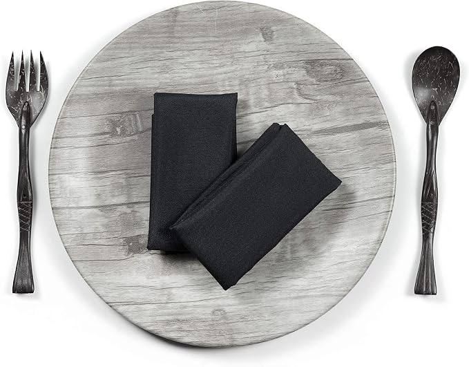 Pack of 25 Polyester Napkins 17 x 17 Inch Square with Scalloped Edge, Plain Washable Reusable Dining Table Cloth Napkin for Wedding Party Banquet Home Restaurant Bistro Decoration - Black - Image 4