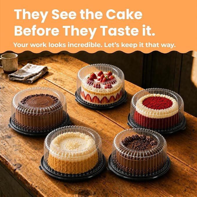 WOW 10in Standard PET Round Cake Carrier, 10-Pack | Fits 10in Cakes, Clear Dome Lid, Stackable, Lightweight, Desserts, Pies, Pastries, 12.5in Diameter - Image 7