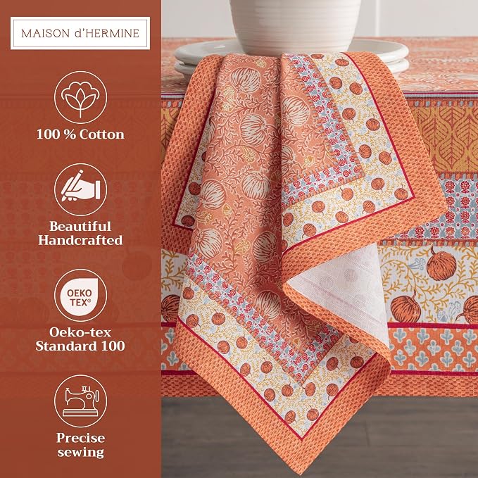 Maison d' Hermine Cloth Napkins Set of 4 Reusable 100% Cotton (20" x 20") | Everyday Square Napkins Cloth Washable Dinner Wedding Restaurant Hotel Kitchen Thanksgiving Christmas - Harvest Festival - Image 2