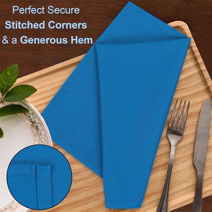 Ruvanti Cloth Napkins Set of 12, 18x18 Inches Napkins Cloth Washable, Soft, Durable, Absorbent, Cotton Blend. Table Dinner Napkins Cloth for Hotel, Lunch, Restaurant, Wedding Event, Parties - Blue - Image 2