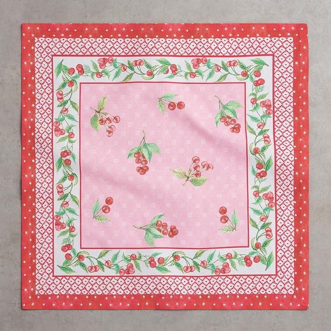Maison d' Hermine Cloth Napkins Set of 4 Reusable 100% Cotton (18" x 18") | Everyday Square Napkins Cloth Washable Dinner Party Wedding Restaurant Hotel Kitchen Spring Summer - Pink Cherries - Image 8