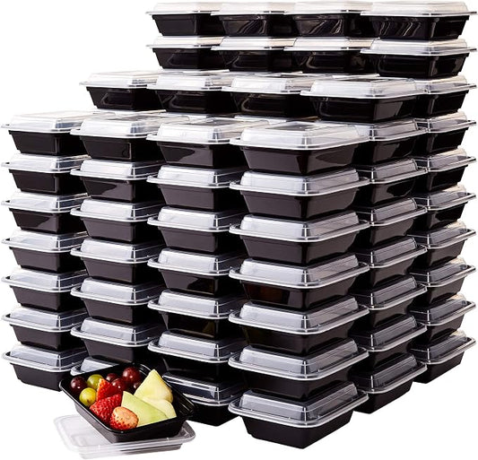 Pro-Grade BPA-Free Plastic Containers with Lids 100ct. 12oz Leakproof Microwavable Portion Container for To-Go Orders, Food Prep and Storage. Reusable Bento Boxes for Restaurant, Cafe and Catering. by FoodRestaurantSupplies