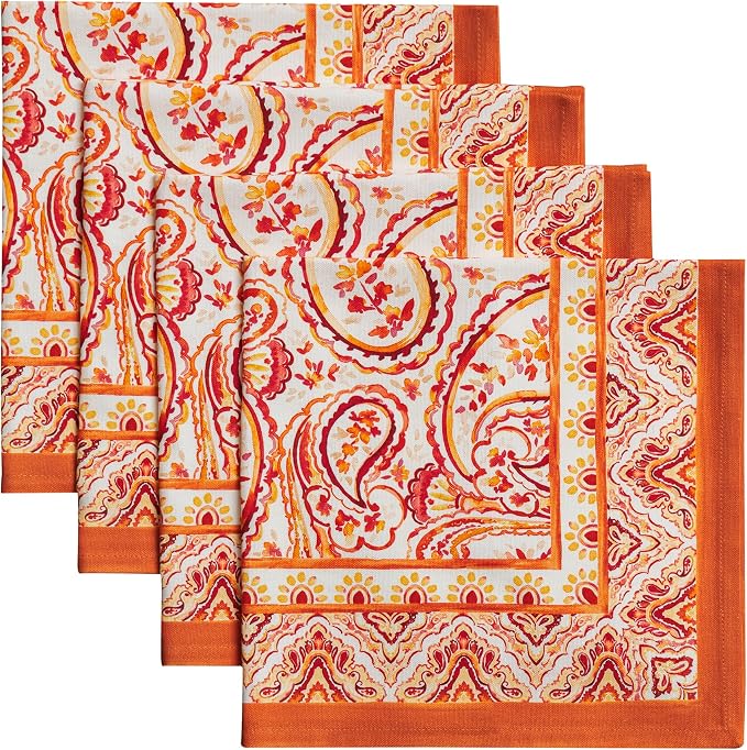 Maison d' Hermine Cloth Napkins Set of 4 Reusable 100% Cotton (20" x 20") | Everyday Square Napkins Cloth Washable Dinner Wedding Restaurant Hotel Kitchen Thanksgiving Christmas - Palatial Paisley by MaisondHermine