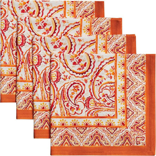Maison d' Hermine Cloth Napkins Set of 4 Reusable 100% Cotton (20" x 20") | Everyday Square Napkins Cloth Washable Dinner Wedding Restaurant Hotel Kitchen Thanksgiving Christmas - Palatial Paisley by MaisondHermine
