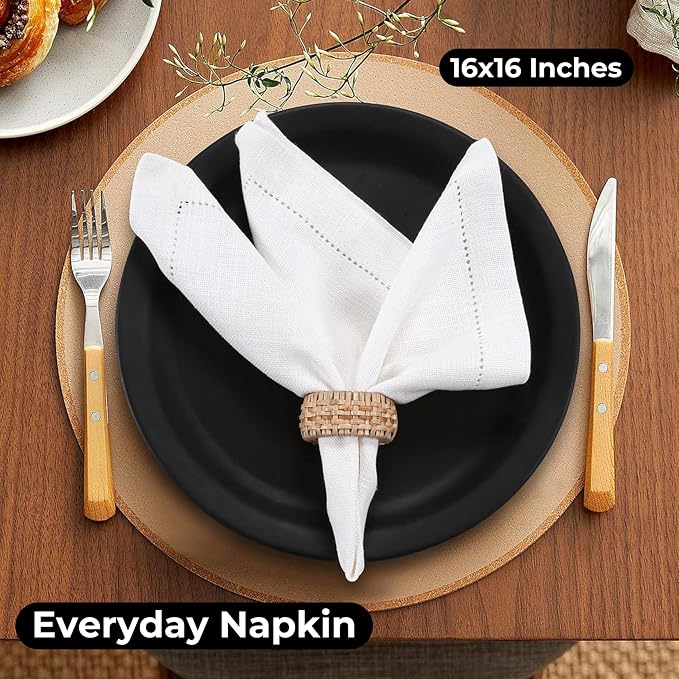 Cloth Dinner Napkins Set of 6 – 100% Cotton White Dinner Napkins 16x16 – Reusable for Easter, Christmas, Weddings, Baby Shower, Parties - Image 4