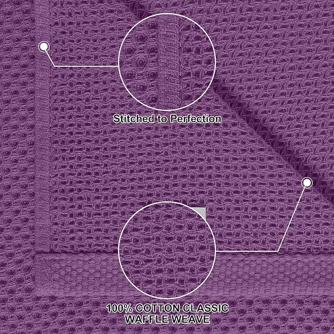 Homaxy 8 Pack 100% Cotton Kitchen Towels and Dishcloths Set, Purple | 12 x 12 Inches and 13 x 28 Inches Kitchen Towels Set, Ultra Soft Absorbent Dish Cloths for Washing Dishes - Image 2