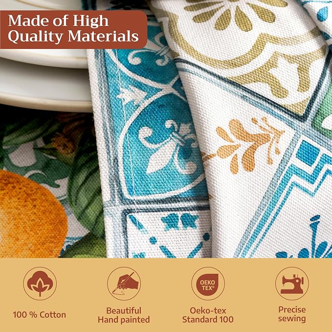 Maison d' Hermine Cloth Napkins Set of 4 Reusable 100% Cotton (20" x 20") | Everyday Square Napkins Cloth Washable Dinner Party Wedding Restaurant Hotel Kitchen Spring Summer - Agrume - Image 3