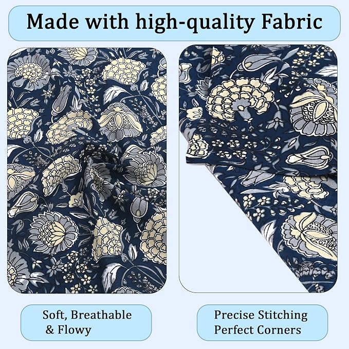 Midnight Marigold Garden Hand Block Print 100% Cotton Napkins 18" x 18" (Set of 4) Reuseable Kitchen Napkins Cloth Decor Dinner Party Cocktail Gift for Spring, Easter, Summer - Image 6
