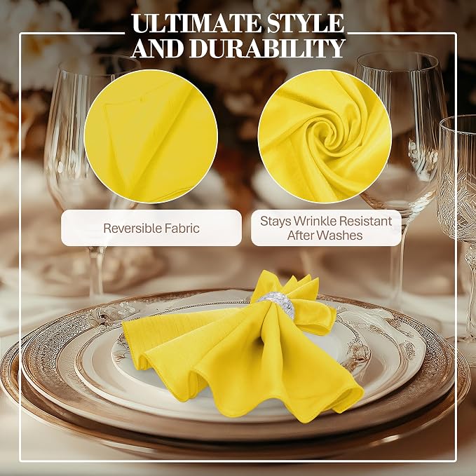 17 x 17-Inch Shantung Satin Cloth Napkins, Lemon Set of 24 - Image 3
