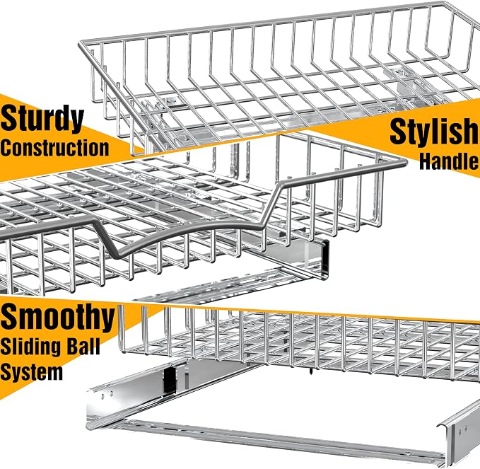 Simple Houseware Under Cabinet Pull Out Sliding Shelf Drawer, 18Dx17W | for Kitchen Organizer - Image 6