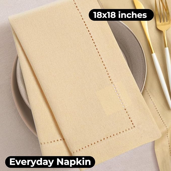 Bedding Craft Cotton Dinner Cloth Napkins Set of 12 – 18x18 Apricot Gelato Hemstitched – Machine Washable Fabric Napkins for Weddings, Baby Showers, Gifting & Parties - Image 4
