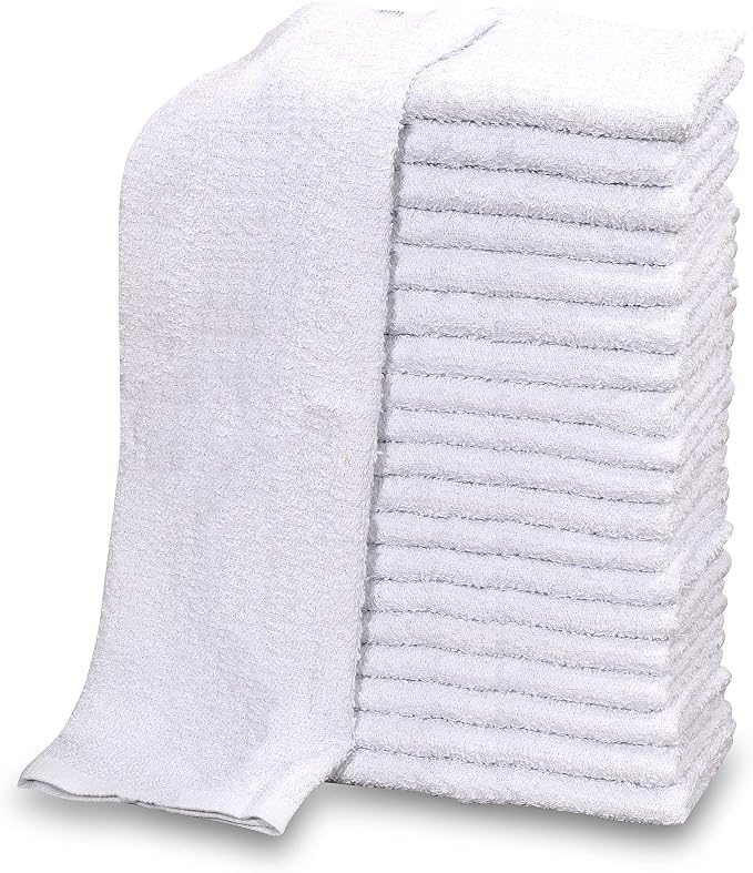 120 PC New Cotton Blend White Restaurant Bar Mops Kitchen Towels 28oz (10 Dozen) (120, White) by GOLDTEXTILES
