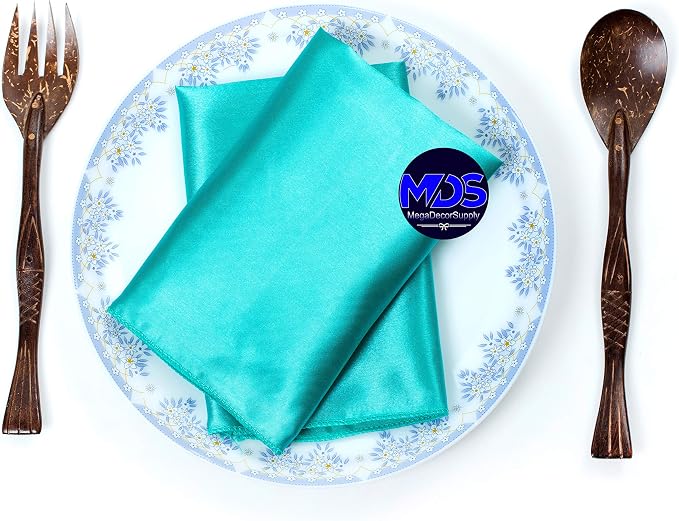 Set of 100 PCS Satin Napkin 12x12 Inch Square, Dinner Table Napkins for Wedding, Bulk Silky Sateen Cloth Napkins for Restaurant Banquet Graduation Birthday Party Decoration - Teal - Image 5