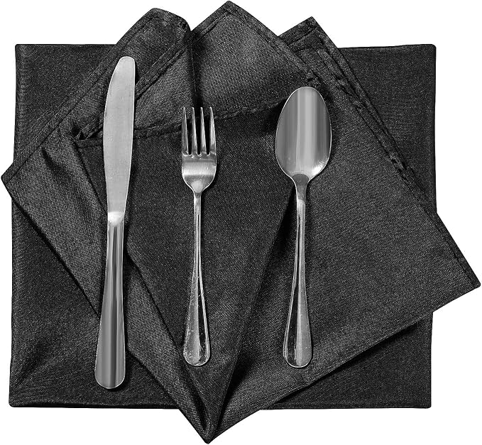 Cloth Napkins 20x20 inch Washable Polyester Dinner Napkins Soft Table Napkins for Wedding Party Dining Banquet(Black,25PCS) - Image 4