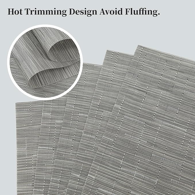 Leetaltree Silver Placemats Set of 6 - Heat Resistant Non-Slip Place mats for Dining Table, Washable Durable PVC Vinyl Woven Table Mats（Silver, 6） - Image 3