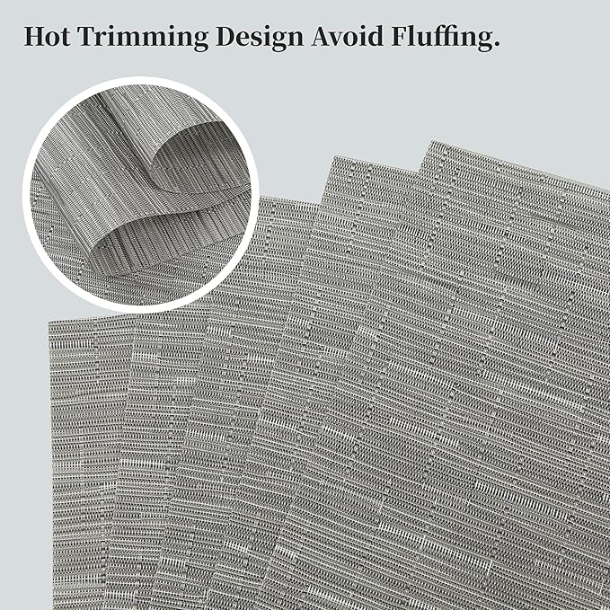 Leetaltree Silver Placemats Set of 12 - Heat Resistant Non-Slip Place mats for Dining Table, Washable Durable PVC Vinyl Woven Table Mats（Sliver, 12） - Image 3