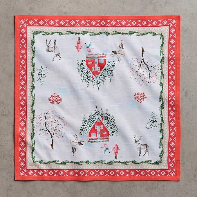 Maison d' Hermine Cloth Napkins Set of 4 Reusable 100% Cotton (20" x 20") | Everyday Square Napkins Cloth Washable Dinner Wedding Restaurant Hotel Kitchen Thanksgiving Christmas - Rural Christmas - Image 8